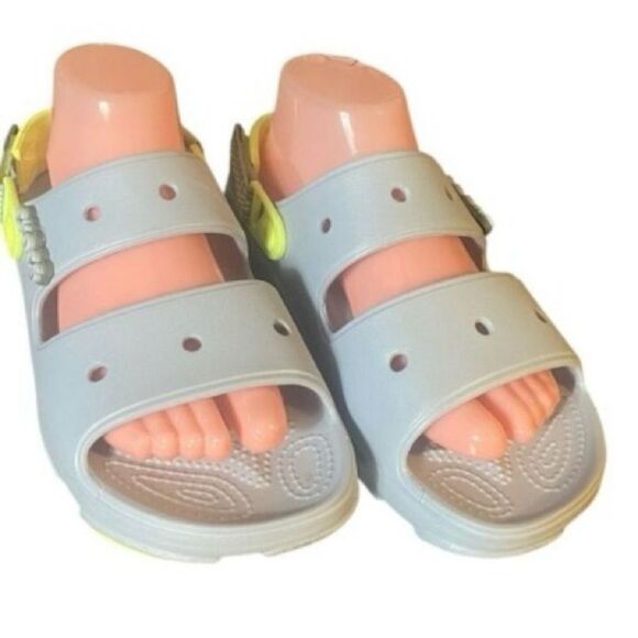 Crocs Classic All-Terrain Sandal Grey Yellow Slip On Sandals Shoes Wms 9 Men’s 7 - Picture 1 of 9